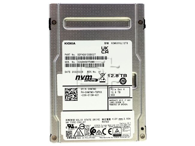 KIOXIA KCM6XVUL12T8 SDFHQ81GEB02T 12.8TB NVMe 2.5INCH SSD CM6-V Hard Drive
